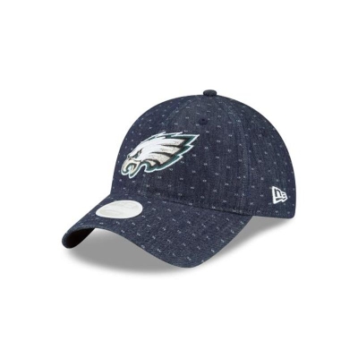 Blue Philadelphia Eagles Hat - New Era NFL Dotted Denim 9TWENTY Adjustable Caps USA3748096